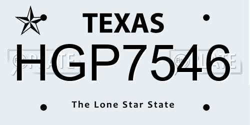 HGP7546 Texas License Plate