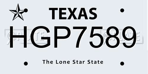 HGP7589 Texas License Plate