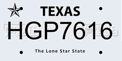HGP7616 Texas License Plate