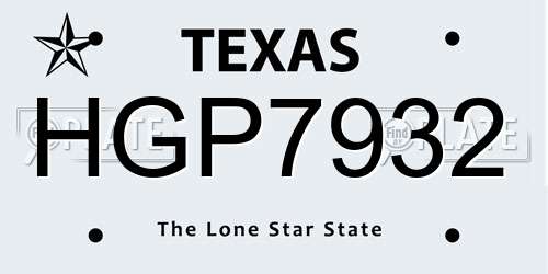 HGP7932 Texas License Plate