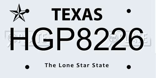 HGP8226 Texas License Plate