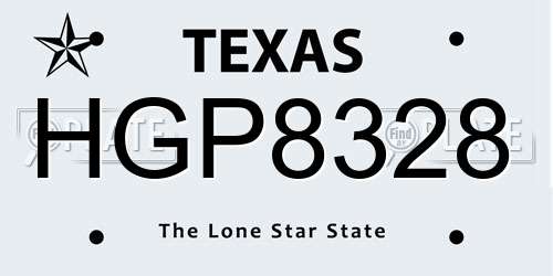 HGP8328 Texas License Plate