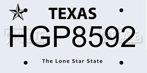 HGP8592 Texas License Plate