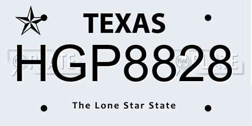 HGP8828 Texas License Plate