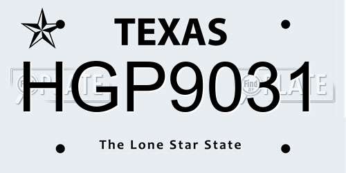 HGP9031 Texas License Plate