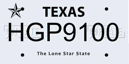 HGP9100 Texas License Plate
