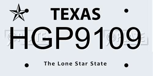 HGP9109 Texas License Plate
