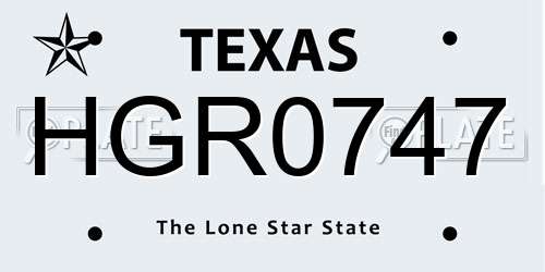 HGR0747 Texas License Plate