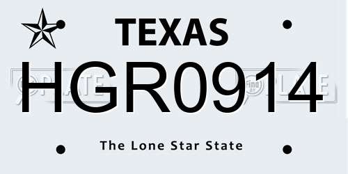 HGR0914 Texas License Plate