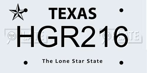 HGR216 Texas License Plate