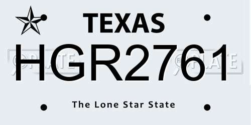 HGR2761 Texas License Plate