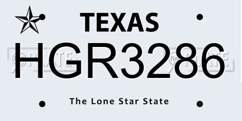 HGR3286 Texas License Plate