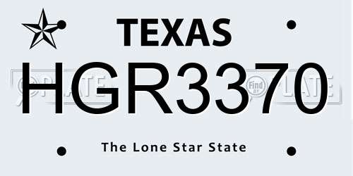 HGR3370 Texas License Plate