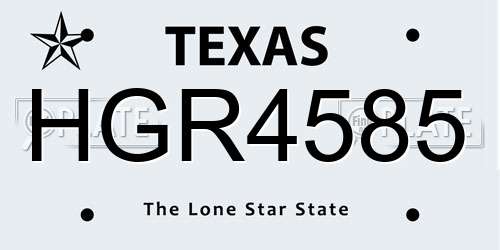 HGR4585 Texas License Plate