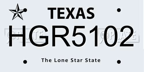 HGR5102 Texas License Plate