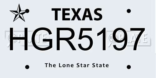 HGR5197 Texas License Plate