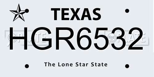 HGR6532 Texas License Plate