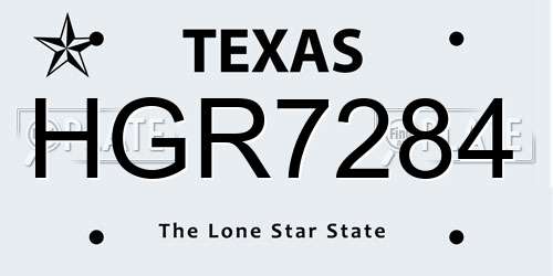 HGR7284 Texas License Plate