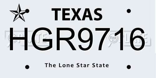 HGR9716 Texas License Plate