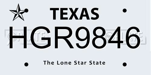 HGR9846 Texas License Plate