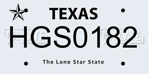HGS0182 Texas License Plate