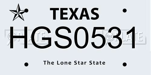 HGS0531 Texas License Plate