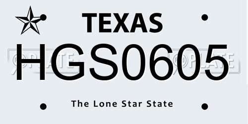 HGS0605 Texas License Plate