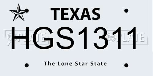 HGS1311 Texas License Plate