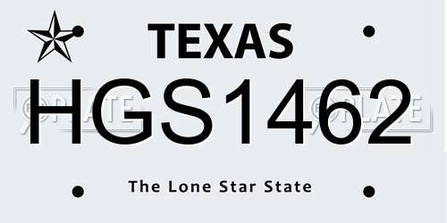 HGS1462 Texas License Plate