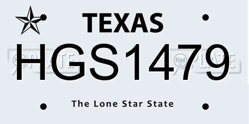 HGS1479 Texas License Plate