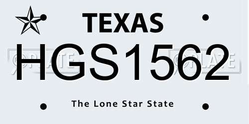 HGS1562 Texas License Plate