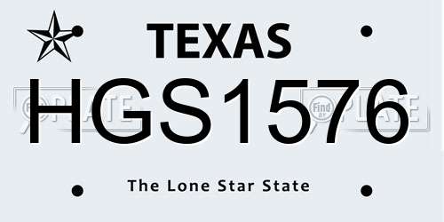HGS1576 Texas License Plate