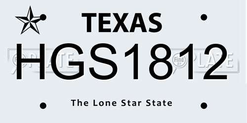 HGS1812 Texas License Plate