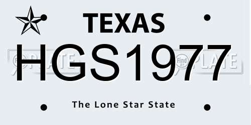 HGS1977 Texas License Plate