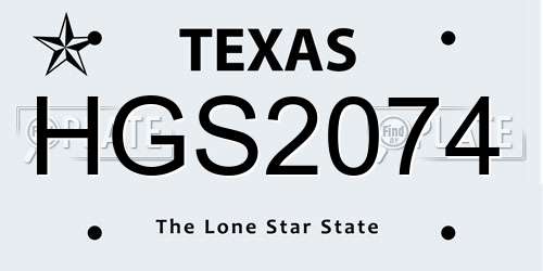 HGS2074 Texas License Plate