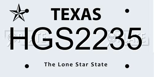 HGS2235 Texas License Plate