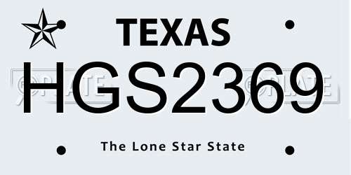 HGS2369 Texas License Plate