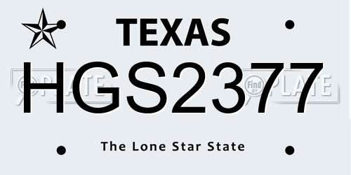 HGS2377 Texas License Plate