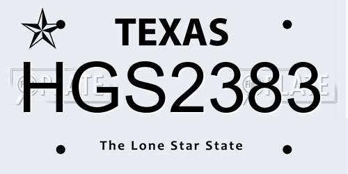 HGS2383 Texas License Plate