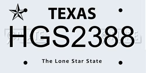 HGS2388 Texas License Plate