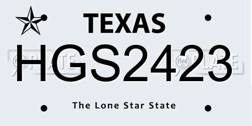HGS2423 Texas License Plate