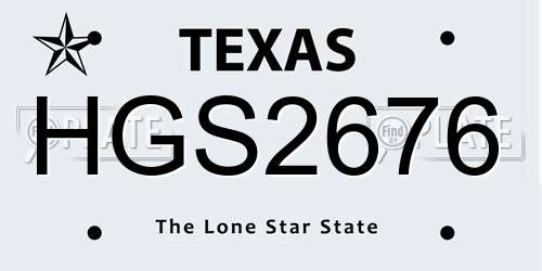 HGS2676 Texas License Plate