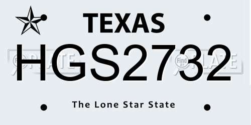 HGS2732 Texas License Plate