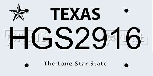 HGS2916 Texas License Plate