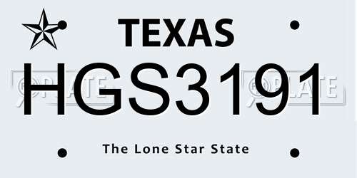 HGS3191 Texas License Plate