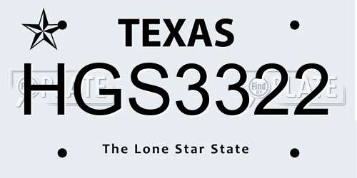 HGS3322 Texas License Plate