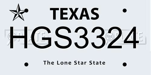 HGS3324 Texas License Plate
