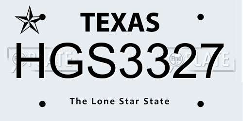HGS3327 Texas License Plate