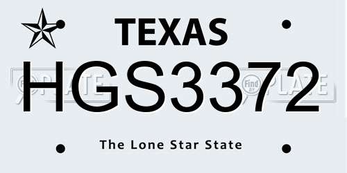 HGS3372 Texas License Plate
