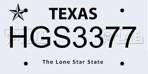 HGS3377 Texas License Plate